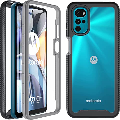 BESINPO Hülle für Moto G22 / Moto E32 4G / Moto E32s, Eingebauter Displayschutz 360 Grad Rundumschutz Handyhülle, Militärischer Stoßfest TPU Bumper Schutzhülle Robuste Durchsichtige Kratzfest Case von BESINPO