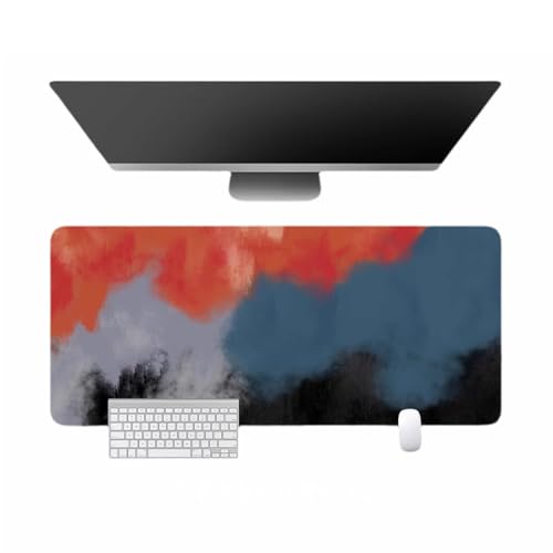 BESTORI Mauspad Wasserdicht Schreibtisch Protector Matte mit Ölgemälde-Stil Anti-Rutsch Gaming Tastatur Matte rutschfeste Mauspad für Büro, Zuhause, Stil 08, 140 x 70cm von BESTORI