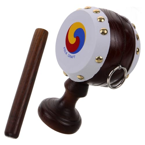 BESTonZON 1 Satz Trommelornamente Schlaginstrumente Kazoos Musikspielzeug Koreanischer Löffel Schlagzeug -trommeln Musikinstrument Spinntrommel Kpop Koreanische Trommel Hölzern Coffee von BESTonZON