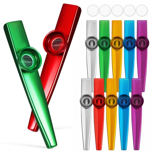 BESTonZON 12Er-Pack Metall-Kazoos Kazoos-Musikinstrument Mit Flötenmembranen Für Kinder Und Erwachsene Kazoos Für Anfänger Toller Begleiter Für Ukulele Gitarre Violine Und Klavier von BESTonZON