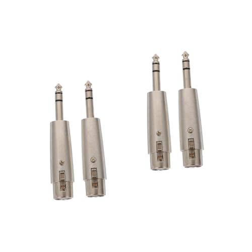 BESTonZON 2 Sätze 635 Mm Doppeldrehung Stereomikrofon Stecker Ton Jack Draht Konverter Für Kopfhörerbuchse Mikrofonkonverter Stereo-klinkenkabel Usb-mikrofon Silver Zinklegierung 2 Stück * 2 von BESTonZON