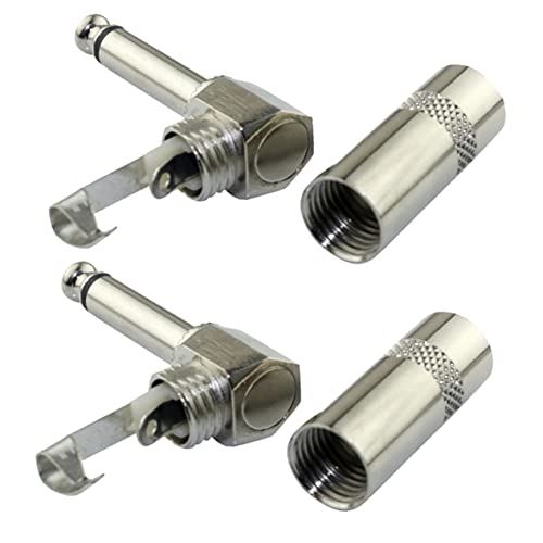 BESTonZON 2St Kabelstecker gitarrenkabel guitar cable lautsprecherkabel Kopfhöreradapter Kabelverbinder vernickelter E-Gitarrenstecker mono 6,35 vernickelter Krümmer Zinklegierung Silver von BESTonZON