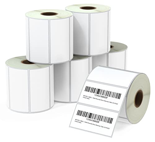 BETCKEY - 76mm x 38mm(3 in x 1,5 in) Perforierte Barcode/Versand/Adresse Thermoetiketten Kompatibel mit Zebra und weiteren Druckern [6 Rollen/5700 Etiketten] von BETCKEY