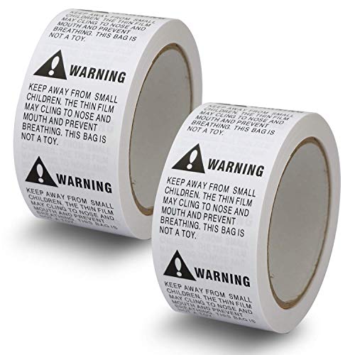 BETCKEY - Suffocation Warning Stickers 50mm x 50mm(2" x 2"), 1000 Weiß Warnung vor Ersticken Sicherheit Aufkleber, "SUFFOCATION WARNING KEEP AWAY FROM CHILDREN", Ideal für Plastikbeutel 2 Rollen von BETCKEY