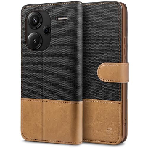 BEZ Handyhülle für Xiaomi Redmi Note 13 Pro Plus Hülle, Tasche Kompatibel für Xiaomi Redmi Note 13 Pro Plus, Schutzhüllen aus Klappetui mit Kreditkartenhaltern, Ständer, Magnetverschluss, Schwarz von BEZ