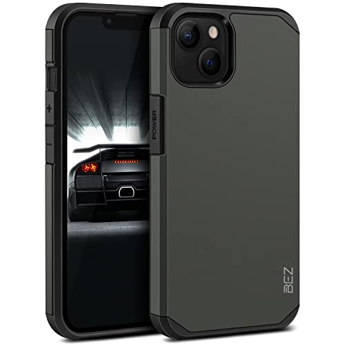 BEZ Hülle für iPhone 13 Hülle, Handyhülle Tasche Stoßfestes Kompatibel für iPhone 13, [Heavy Duty Serie] Outdoor Dual Layer Armor Case Handy Schutzhülle Robuste, Grau von BEZ