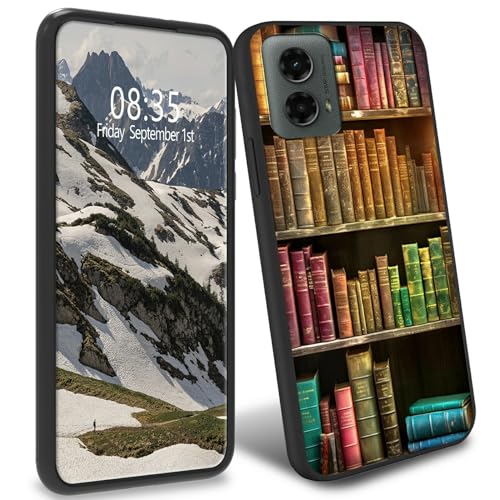 BFDHGQZC Bunte Bücherregal-Schutzhülle für Moto G Stylus 5G 2024, schlank, schwarz, weiche TPU-Handyhülle, stoßfest, Fallschutz, Ganzkörperschutz, für Motorola G Stylus 5G 2024 von BFDHGQZC