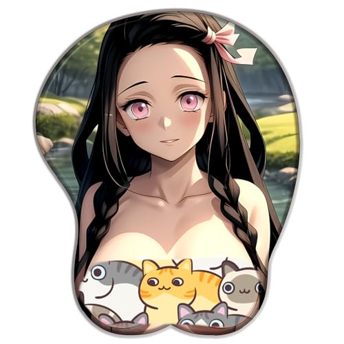 BFDREAM Demon Slayer Kamado Nezuko 3D Sexy Mauspad, Handgelenkstütze aus Silikon, stereoskopisches Mauspad, für Büro, Laptop von BFDREAM