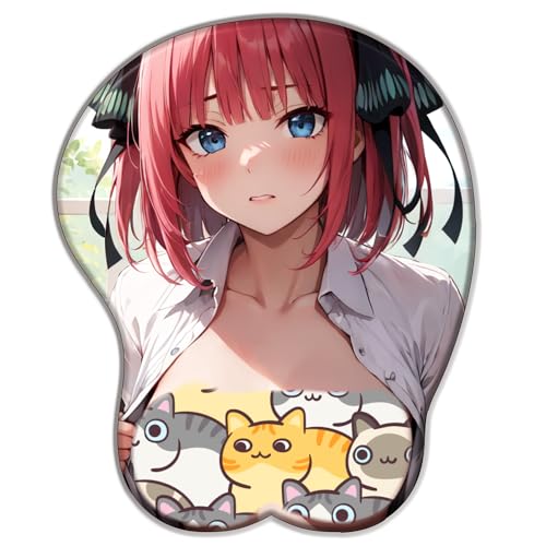 The Quintessential Quintuplets Nakano Nino Anime 3D Mouse Pad Fun Wrist Support Gaming Anime Mouse Pad, ergonomische Handgelenkschutz Mauspad, geeignet als Geschenk für Mann von BFDREAM