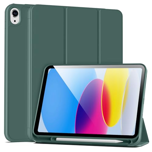 BFGTSJF Hülle für iPad 10. Generation 2022 10,9 Zoll, Auto Schlafen/Wachen, Stoßfeste Flexible TPU Rückseite Schutzhülle mit stifthalter für iPad 10. Gen 10,9 Zoll - Kiefern Grün von BFGTSJF