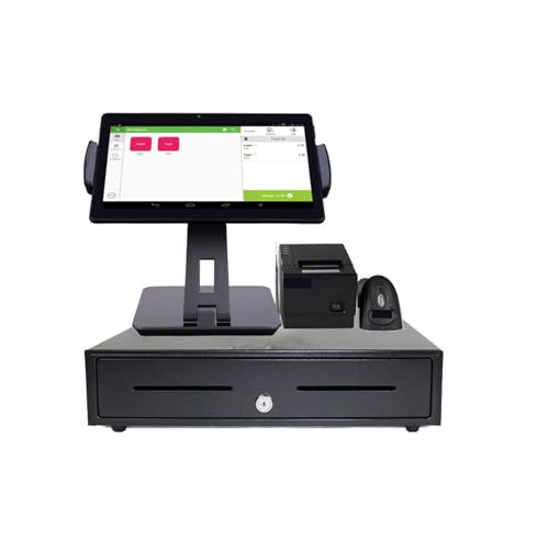 10-Zoll-System Tablet POS Kasse mit 80mm Drucker, Bluetooth Scanner for Einzelhandel, Restaurant Für Geschäfte und Unternehmen(With cash box) von BGAZA