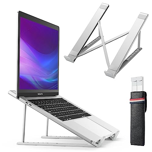 Laptop Ständer, laptopständer höhenverstellbar 6 Stufe Aluminium Laptop ständer, Faltbarer Notebook ständer, kompatibel mit MacBook, iPad, Laptops und Tablets 9~17” von BHHB