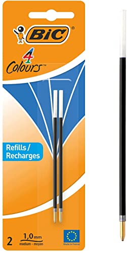 BIC 4 Farben Kugelschreiberminen blau 4 Colours, 2er Pack, dokumentenechte Tinte, Kugeldurchmesser 1.0 mm, Strichstärke 0.4 mm von BIC