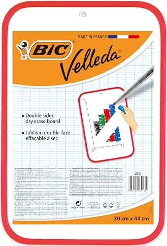 BIC 812105 Velleda trocken abwischbares Whiteboard (Doppelseitig, 30 x 44 cm) von BIC