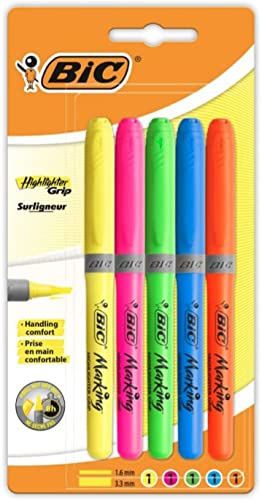 BIC BRITELINER Grip Textmarker – verschiedene Farbe (5 Stück) von BIC