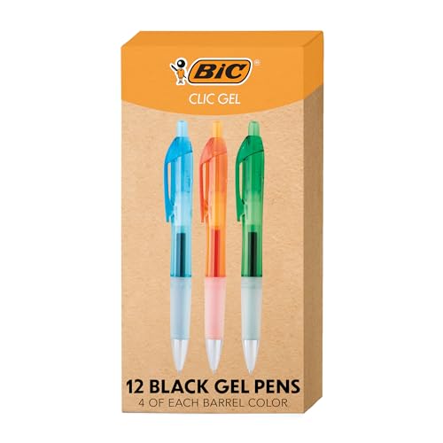 BIC Intensität Clic Gel Roll-Roller Stifte, 0,7 mm, schwarz, 12 Stifte von BIC