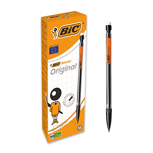 BIC Matic Bleistifte Set, Druckbleistift 0,7 und Härtegrad HB, Bleistifte mit Radiergummi, sortierte Clipfarben, inkl. 3 Minen von BIC