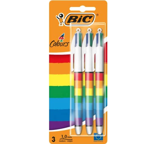 Rainbow BIC 4 Farben in 1 Druckkugelschreiber, 3 Stück von BIC