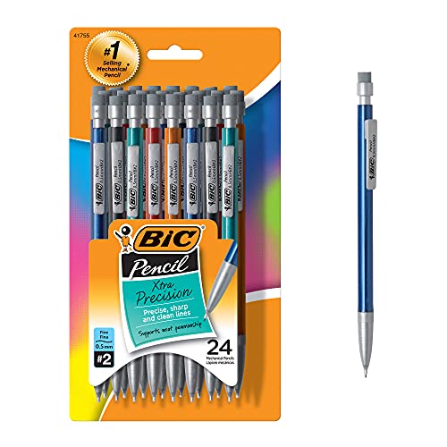 Xtra-Precision Druckbleistift, metallischer Schaft, feine Spitze (0,5 mm), 24 Stück, verschmiert nicht und löscht sauber, neue Edition von BIC