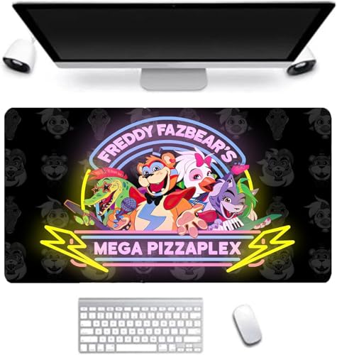 BIEGMAI FNAF Mauspad, Gaming-Mauspad, FNAF Sicherheitsverletzung, rutschfeste Gummiunterseite, 800 x 300 mm, großes Tastatur-Mauspad für Zuhause, Büro, Laptop, Schreibtisch (Typ1) von BIEGMAI