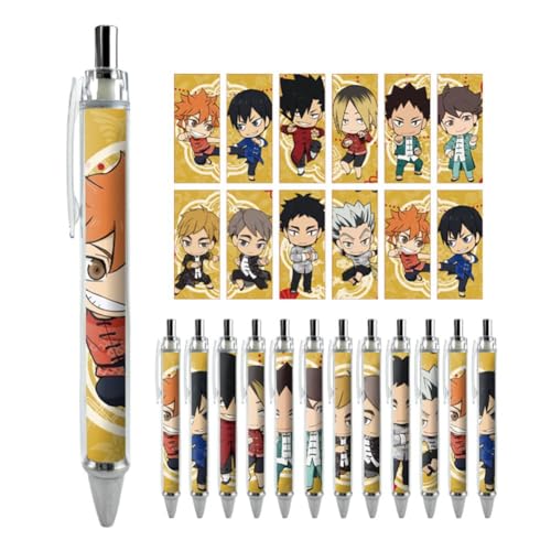 Haikyuu Merch 6 Stück Anime Stifte Schreibwaren Schulbedarf Stift Push Action Unisex Stifte Schwarz 0,5 mm Studentenbedarf für Jungen Mädchen (Typ 7) von BIEGMAI