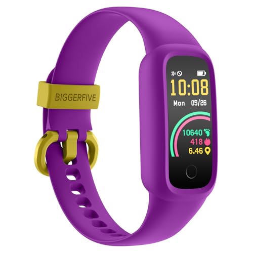 BIGGERFIVE Vigor 2 L Fitness Tracker Uhr Kinder, Fitnessuhr mit Aktivitätstracker, Schrittzähler, Pulsuhr, Schlafmonitor, Kalorienzähler, IP68 Wasserdicht Kinderuhr für Junge Mädchen, Violett von BIGGERFIVE