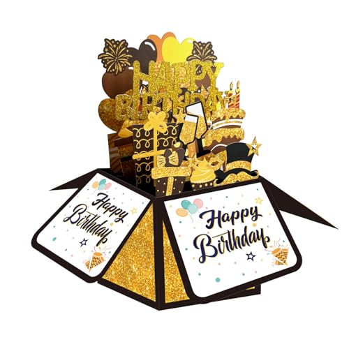 BIGULA 3D-PopUp-Geburtstagskarten Happy Birthday Karte Popup Geburtstagskarten mit Umschlag und Notizkarten für Ehemann Ehefrau von BIGULA