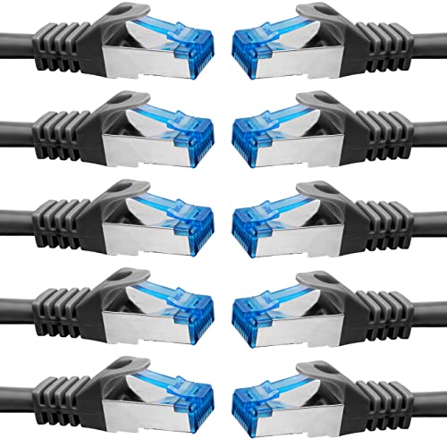 BIGtec - 10 Stück - 2m CAT.7 Gigabit Patchkabel Netzwerkkabel schwarz Kupferkabel Patch Ethernt LAN DSL Kabel CAT7 (RJ45, Cat 7, S/FTP PIMF) 2,00m von BIGtec