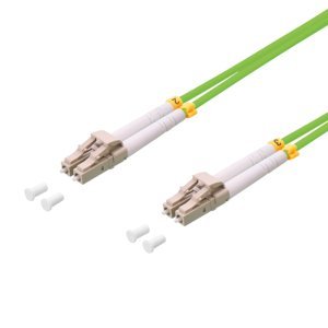 BIGtec 20m LWL Kabel Patchkabel OM5 Glasfaser-Kabel 100Gbit Multimode 50/125µm Ø 2mm Jumper LC - LC Stecker Duplex grün lindgrün Fiber Optic Cable von BIGtec