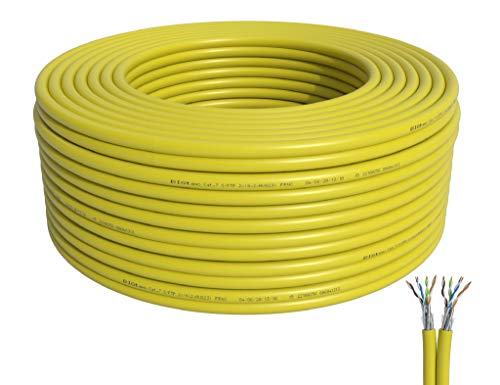 BIGtec CAT 7 Netzwerkkabel Verlegekabel LAN Kabel 250m Duplex CAT7 PiMF halogenfrei BauPVO Eca POE gelb Netzwerk Installationskabel Datenkabel CAT.7 Cable von BIGtec