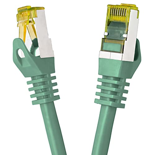 BIGtec LAN Kabel 0,15m Netzwerkkabel CAT7 Ethernet Internet Patchkabel CAT.7 grün Gigabit doppelt geschirmt Netzwerke Modem Router Switch 2 x Stecker RJ45 kompatibel zu CAT.5 CAT.6 CAT.6a CAT.8 von BIGtec