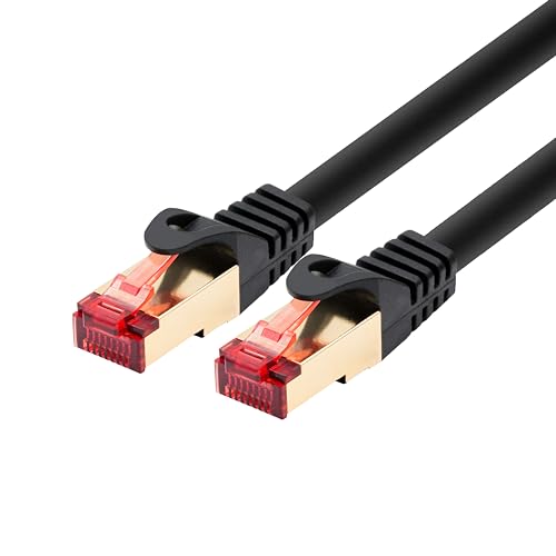 BIGtec LAN Kabel 20m Netzwerkkabel Premium Patchkabel RJ45 Stecker Gigabit Ethernet schwarz doppelt geschirmt vergoldet Netzwerk kompatibel zu CAT 6 CAT 6a CAT 7 CAT 8 von BIGtec