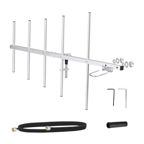 Bingfu 5-Element-Yagi-Antenne mit hohem Gewinn 11dBi, UHF 430-450MHz, aus Aluminiumlegierung, Outdoor-Antennen mit 3m Kabel für Amateurfunksystem, Zwei-Wege-Radios, Scanner, Satellitenradio von BINGFU