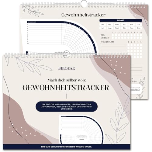 BIROYAL Habit Tracker, 12 Monate undatiert Gewohnheitstracker als Wandkalender, tägliches, wöchentliches und monatliches Gewohnheitstracker Kalender mit inspirierenden Zitaten & Tipps von BIROYAL