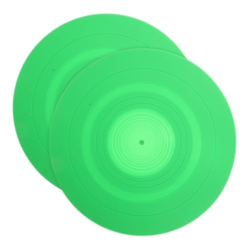 BIUDECO 2st Vinyl-plattenspieler Plattenheber Antirutschmatte Zubehör Gummimatte Plattenteller Slipmat Schallplattenspielermatte Aus Vinyl Slipmat Für Plattenspieler Green Kieselgel von BIUDECO