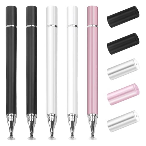 5 Stück Tablet Stift, Stift für Tablet, Eingabestift Disc Touch Pen, Tablet Stift und Kugelschreiber 2-in-1 für alle Tablets und Smartphones, Präziser Stylus von BIVOFU