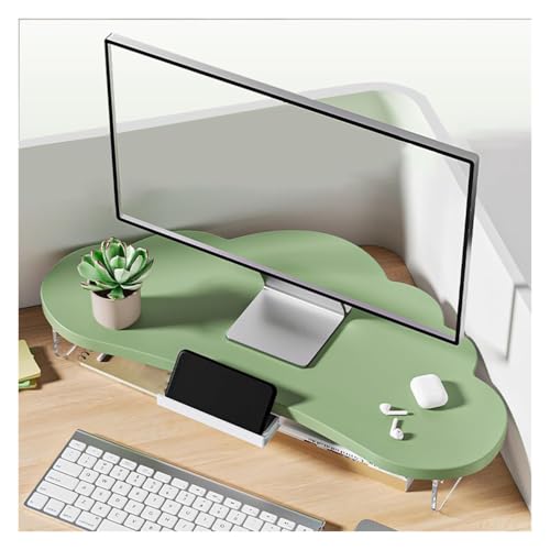 Eckmonitor-Ständer, Regal, Eckmonitor-Riser mit Stauraum, Verstellbarer Computer-Monitor-Hebeständer, Wolkenförmiger Desktop-Organizer, Aufbewahrungsregal, Weiß Grün(Green) von BIYODAN