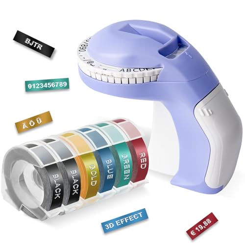 CJTR Omega S Prägegerät/ 3D Beschriftungsgerät/Prägeetikettenmacher/Etikettenprägegerät 9mm mit 6 Etikettenband/Etiketten für Bürodokumente und den Heimgebrauch/Mit Sondersymbolen (£ € Ä Ö Ü) CJTR Omega S Prägegerät/ 3D Beschriftungsgerät/Prägeetikettenmacher/Etikettenprägegerät 9mm mit 6 Etikettenband/Etiketten für Bürodokumente und den Heimgebrauch/Mit Sondersymbolen (£ € Ä Ö Ü) von CJTR