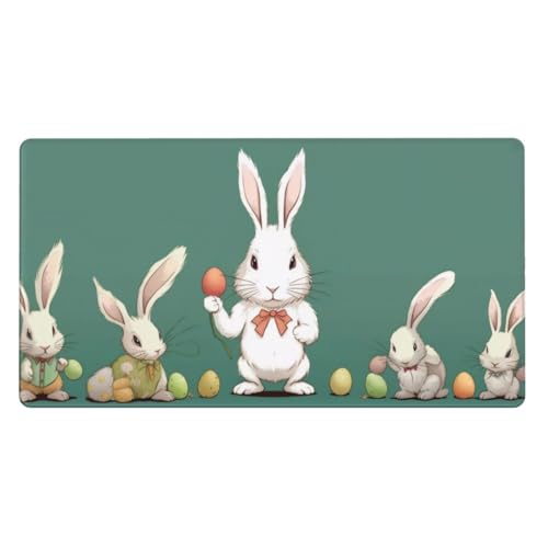 Großes Mauspad mit Osterhasen-Motiv, Gaming-Mauspad, 40 cm x 75 cm x 0,3 cm, rutschfeste Gummi-Schreibtischunterlage für Gaming und Büro von BKTRAVERPT