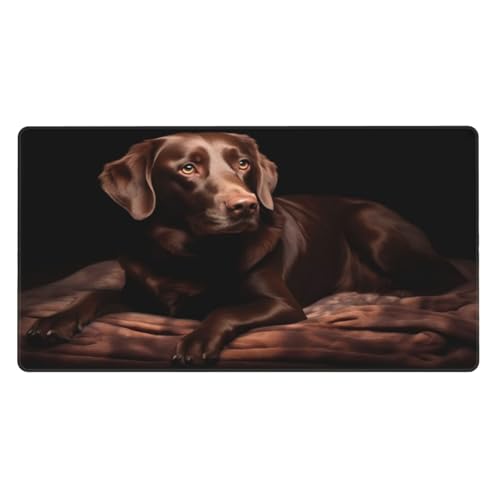 Großes Mauspad mit braunem Labrador, Gaming-Mauspad, 40 cm x 75 cm x 0,3 cm, rutschfeste Gummi-Schreibtischunterlage für Gaming und Büro von BKTRAVERPT