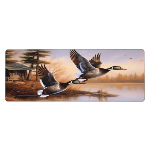 Modisches Mallard Ducks großes Mauspad, 30 cm x 80 cm, Schreibtischunterlage, rutschfestes Gummi-Gaming-Mauspad für Computertastatur, perfekt für Büro und Gaming von BKTRAVERPT