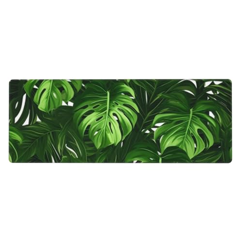 Modisches Monstera Deliciosa Bananenpalme, großes Mauspad, 30 cm x 80 cm, Schreibtischunterlage, rutschfestes Gummi-Gaming-Mauspad für Computertastatur, perfekt für Büro und Gaming von BKTRAVERPT