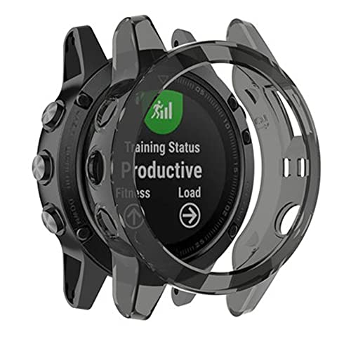 BKUANE Schutzhülle für Garmin Fenix 5 5S 5X Plus, weich, kristallklar, TPU, Smartwatch-Zubehör, Rahmenschutz, Uhrengehäuse (schwarz, für Fenix 5S 5S Plus) von BKUANE