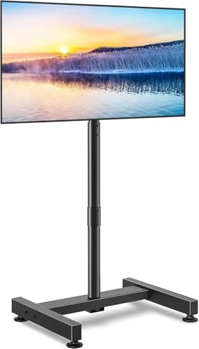 BKUANE TV-Bodenständer für 13-50 Zoll LCD LED Flach/Curved Panel Bildschirm Fernseher bis zu 20 kg, Höhenverstellbar, Tragbarer Ständer von BKUANE