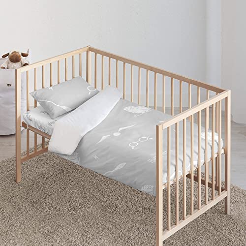 Belum | Bettbezug mit Knöpfen, 100% Baumwolle, Modell Hpotter Universe für Babybett (155 x 145 cm); leichter und bequemer Bettbezug, offizielles Lizenzprodukt von BL BELUM