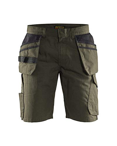 Blaklader 149413304599C60 Service Shorts mit Nageltaschen, Dunkel Olivgrün/Schwarz, Größe C60 von BLÅKLÄDER