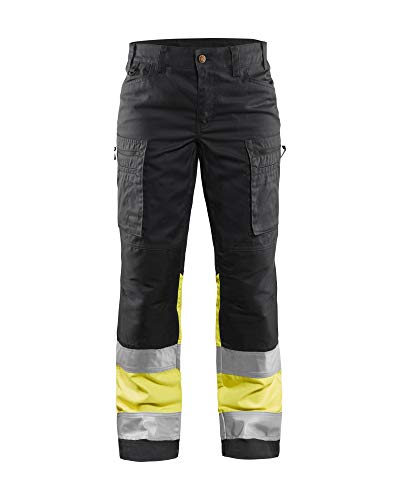 Blaklader 716118119933C38 Damen High Vis Arbeitshose mit Stretch, Schwarz/Gelb, Größe C38 von BLÅKLÄDER