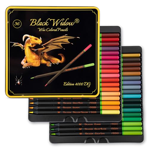 Black Widow Dragon Buntstifte, 36-teiliges Farbstifte-Set für Erwachsene, ideal zum Skizzieren und für Künstlerfarben, ein einzigartiges Bleistift-Set. von BLACK WIDOW