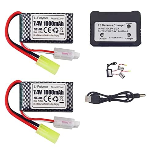 2PCS 7.4V 1000mAh Otamiya Plug Lithium Batterie mit 2 in 1 Ladegerät für 9201E 9201E 9300 9310 9305E 9304E 9303E 9302E 9301 RC RC Auto RC Boot Drohne Quadcopter von BLLRC