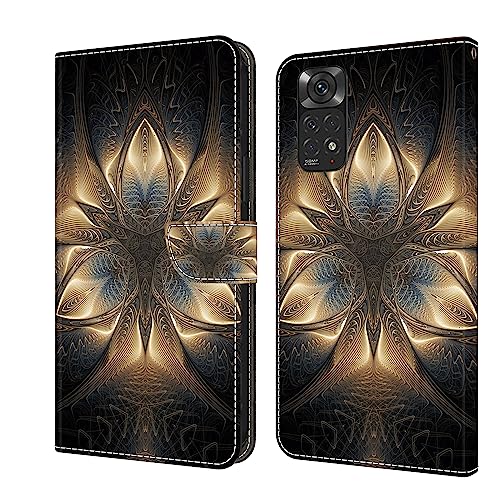 BLOTECH Glitter PU Tasche für Redmi Note 11 Brieftasche Flip Case 3D Glänzende Farbe Bling Sparkly [Metallschnalle] [3 Kartenfächer] [Handschlaufe] Handytasche für Redmi Note 11,Golden Mandala von BLOTECH